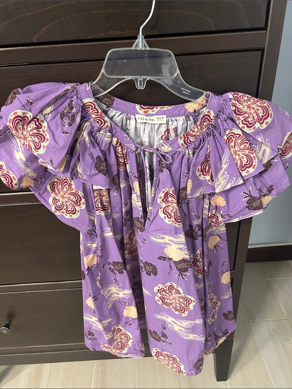 Ulla Johnson Lavender Floral Off-Shoulder Top